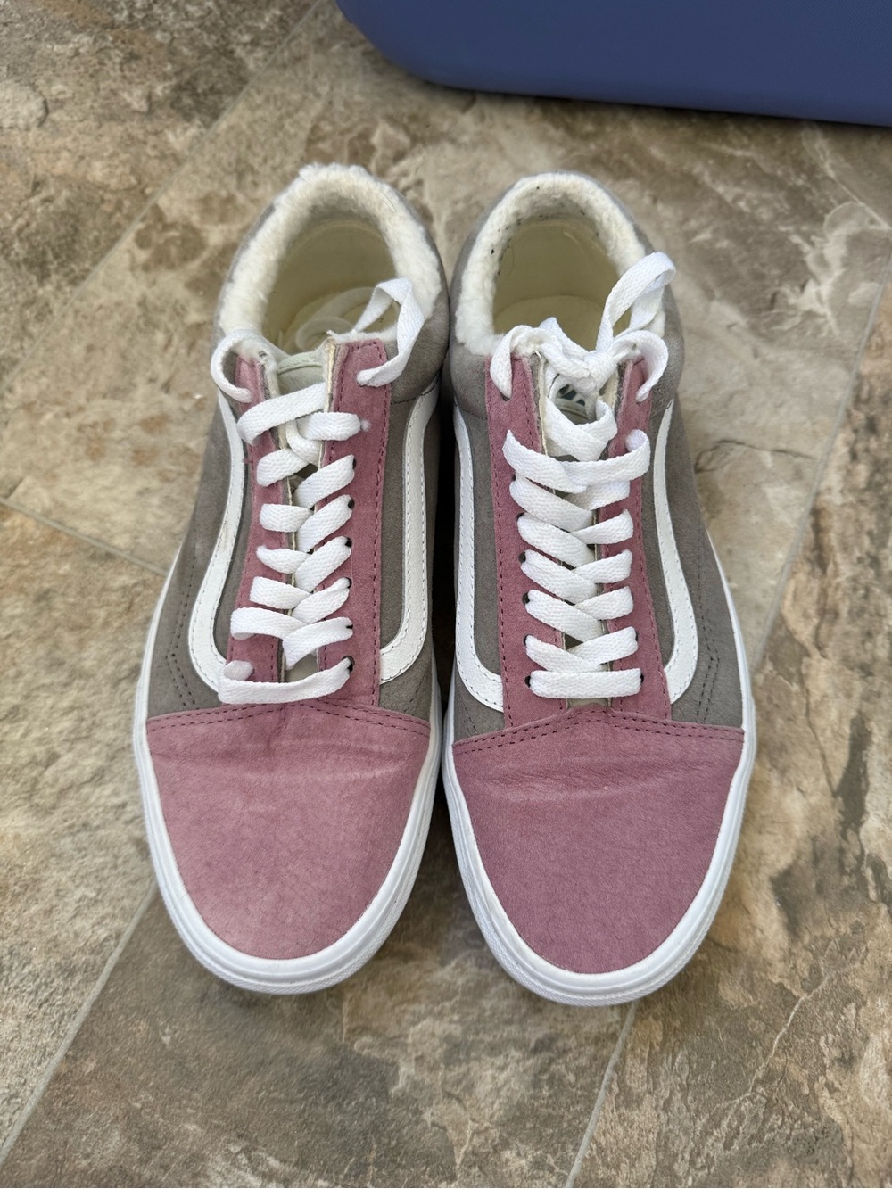 Women’s Pink and Gray Low-Top Suede Sneakers